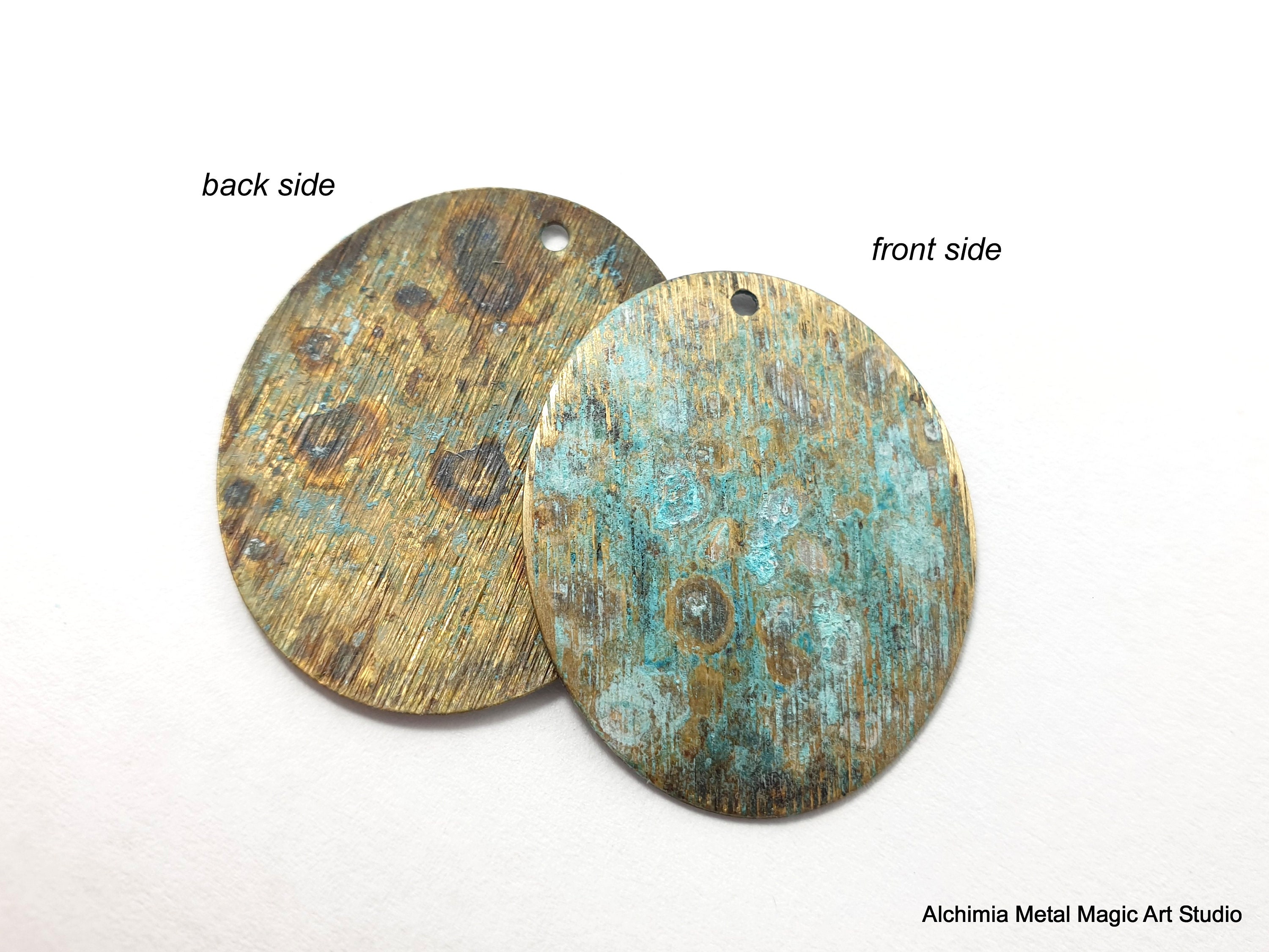4ps Jewelry Solid Brass Patina Charms Textured Oval Connector 1 Hole  Verdigris Blue Patina Jewelry Unique Handmade Design Boho Supply 314A -   Canada