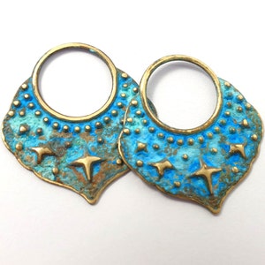 6ps Star hammered wavy charms Brass petal pendant Jewelry making supply Handmade metal texture bead Vintage Boho earring star component 750C