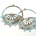 2ps Large earring circle flat charms 1.5" Raw brass laser cut pendant Turquoise rustic patina Metal component for handmade Bohemian Boho 584 product logo