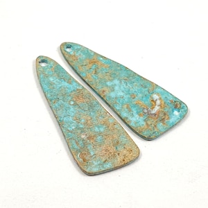8ps Earring hammered charm Blue rustic patina for jewelry maker DIY Texture necklace earrings metal turquoise component Boho bead 172A