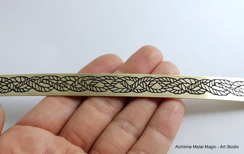 Raw Brass Blank Chain Pattern Etched Oxidized Metal Strip For Etsy