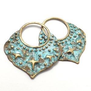 6ps Star hammered wavy charms Brass petal pendant Jewelry making supply Handmade metal texture bead Vintage Boho earring star componen 750A