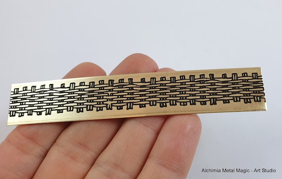 Raw Brass Blank Chain Pattern Etched Oxidized Metal Strip For Etsy
