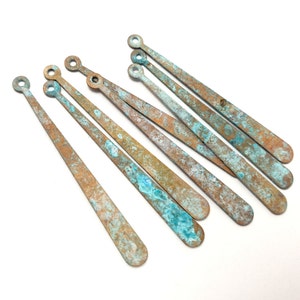 10pcs Earring stick 1 hole Raw brass Unique patina for jewelry handmade maker Earring finding component Bohemian Boho Art Design 727A