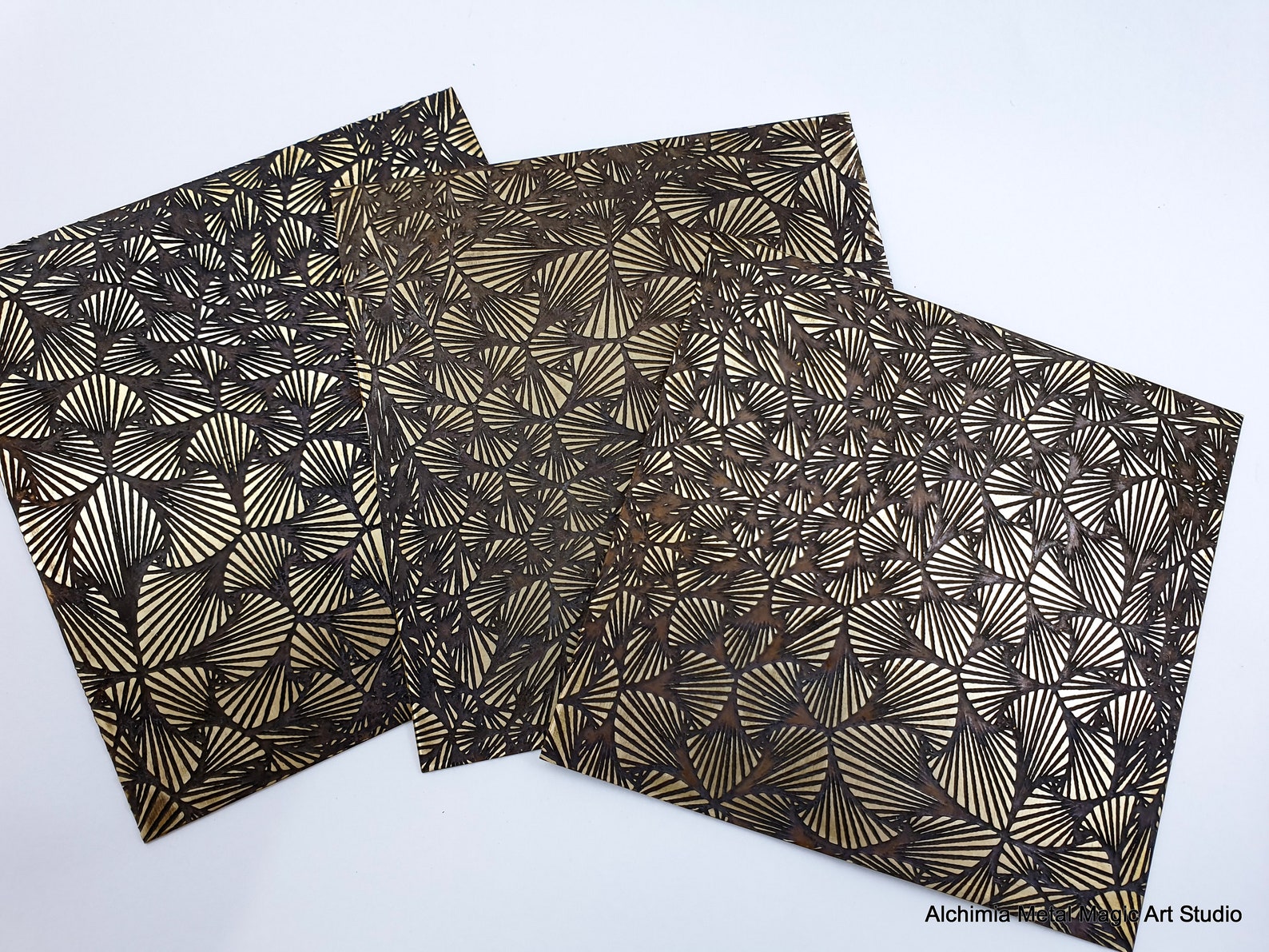 Metal Brass Sheet Geometric Pattern Etched Oxidized Brass | Etsy