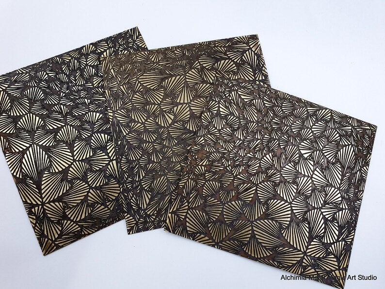 Metal Brass Sheet Geometric Pattern Etched Oxidized Brass | Etsy
