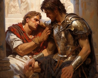 Achilles and Patroclus Four Digital Art Downloads | Greek Literature Myths Stories Trojan War