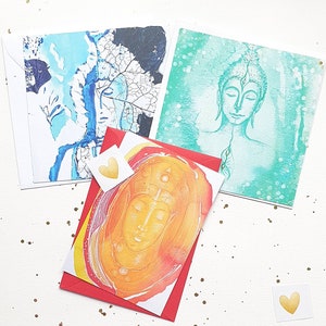 Chakra Cartes postales Bouddha, ENSEMBLE DE 3