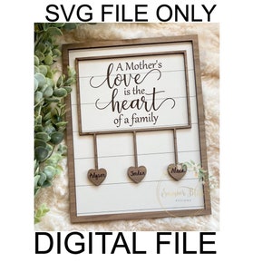 Digital File Mother's Day Sign personalized SVG File-1-9 Hearts Sign Digital Cut File-Glowforge-Laser Cutting