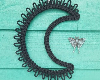 Wall macramé, crescent moon, moth