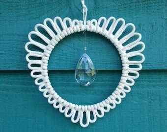 Macrame wall hanging, light catcher, suncatcher, window ornament