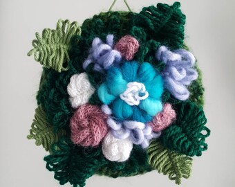 Eternal flowers, floral weaving, bouquet of flowers, textile art, decoration