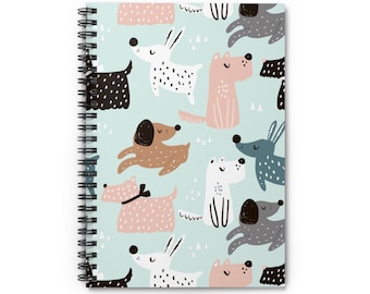 Dog Spiral Notebook 8x6, Writing Journal, Notepad, Food Journal, Cute School Supplies