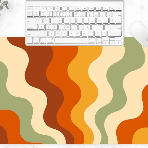 Retro Desk Mat Keyboard Mat 70s Desk Pad Tech Accessories Etsy