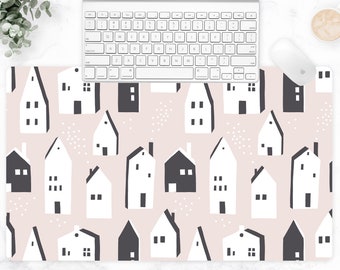 Snow Town Desk Mat, Christmas, Keyboard Mat, Desk Pad, Tech Accessories, Large Gaming Mouse Pad