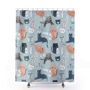 Cat Pattern Shower Curtain, Bathroom Accessories