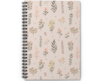 Floral Spiral Notebook, Writing Journal, Notepad, Food Journal, Cute School Supplies