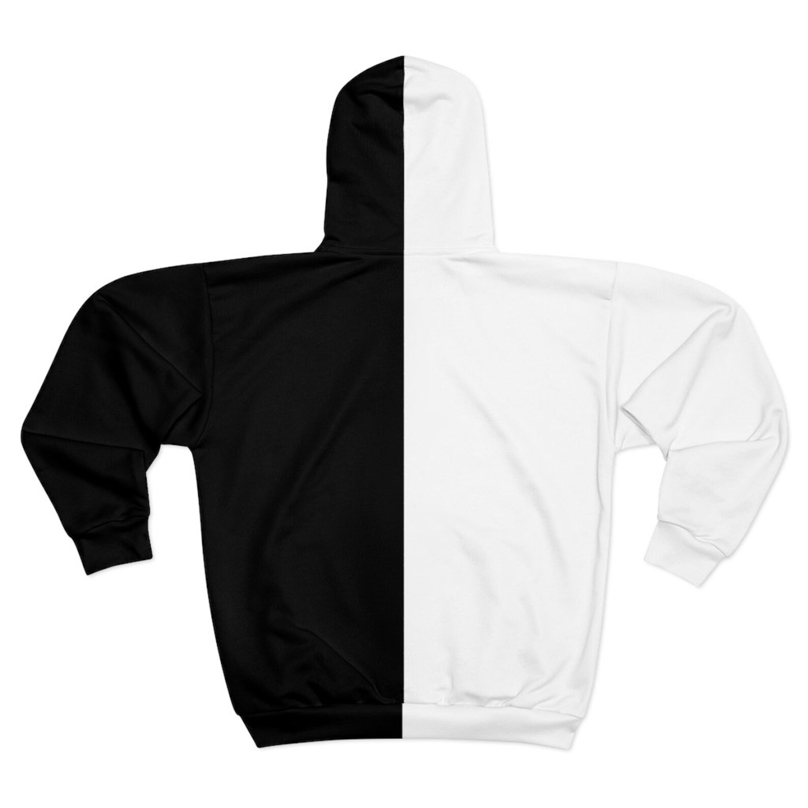 Black and White Zip Up Hoodie Unisex Block Color Etsy