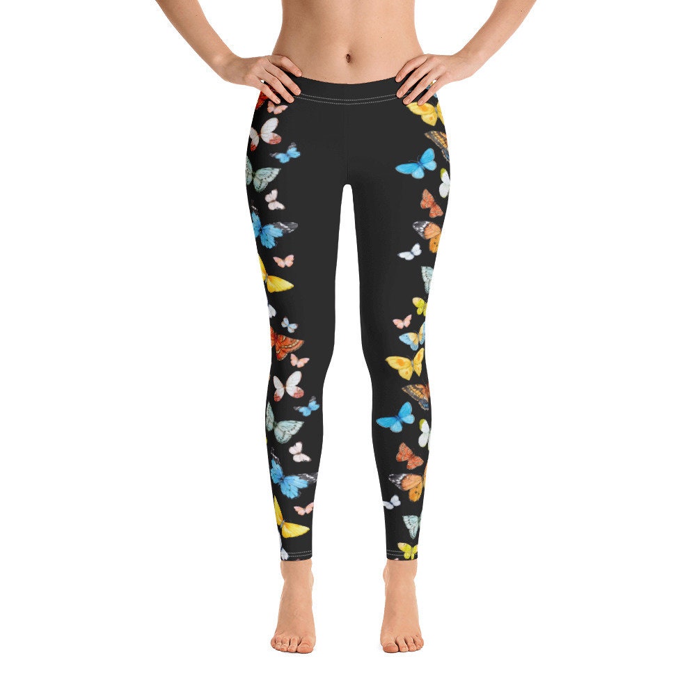 Yellow Butterfly Pattern Print Women's Leggings main image 1