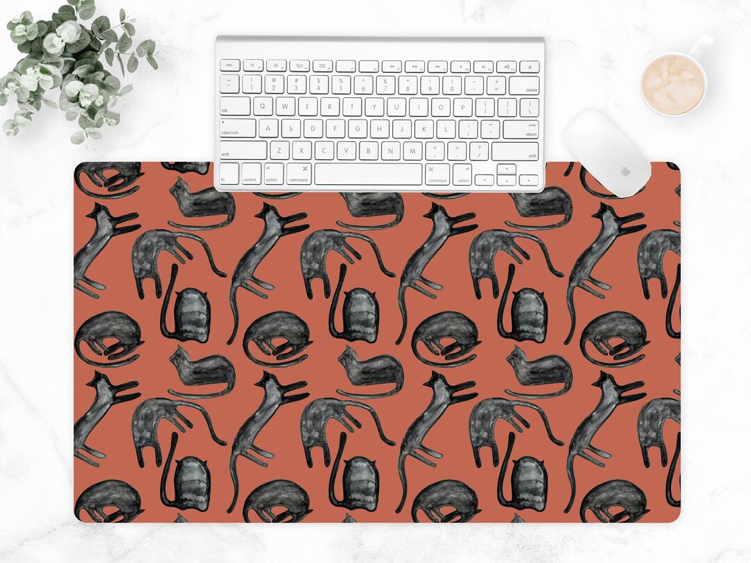 Black Cat Desk Mat, Keyboard Mat, Desk Pad, Tech Accessories, Large