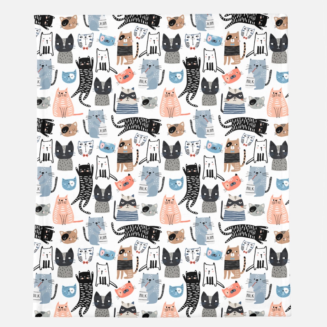 Cat Pattern Fleece Blanket, Cat Blanket, Soft Blanket Etsy