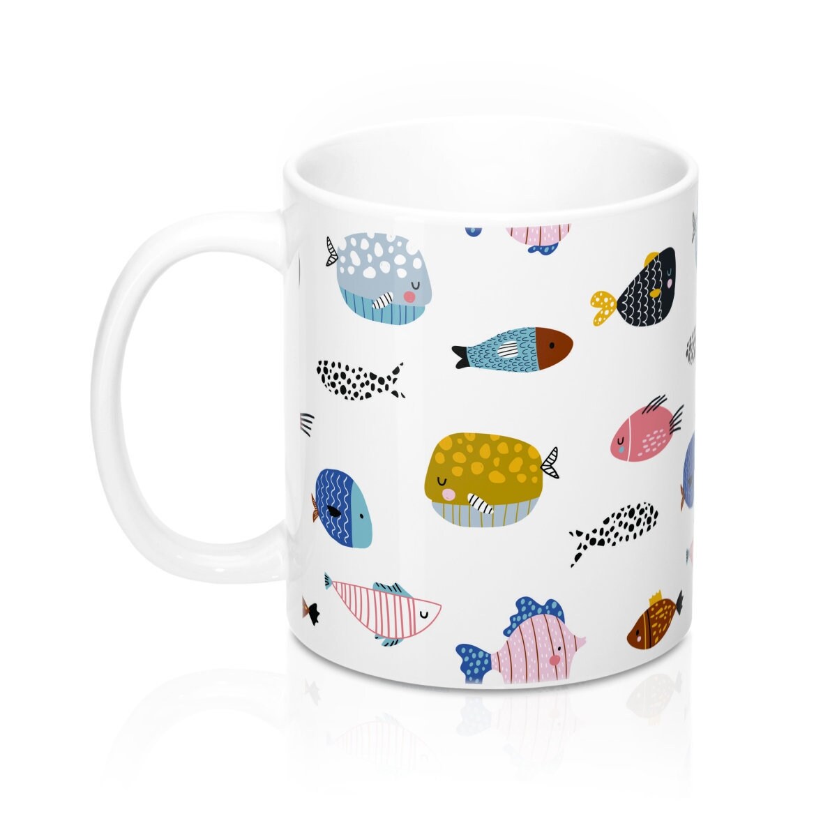 Fish Ceramic Coffee Mug Fish Pattern Gift Etsy UK