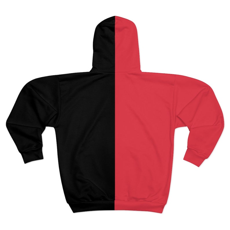 Red and Black Zip up Hoodie Unisex Block Color Etsy