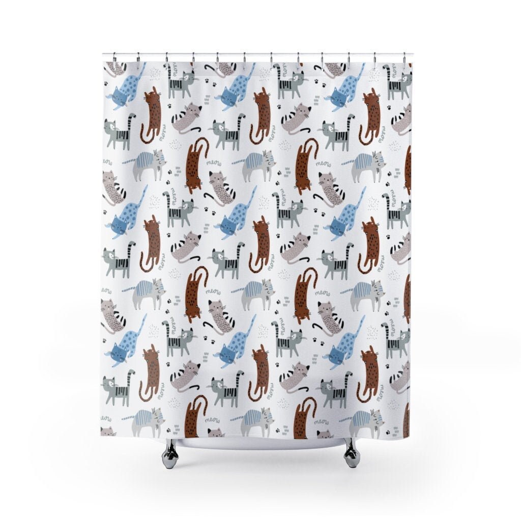 Cat Shower Curtain Etsy