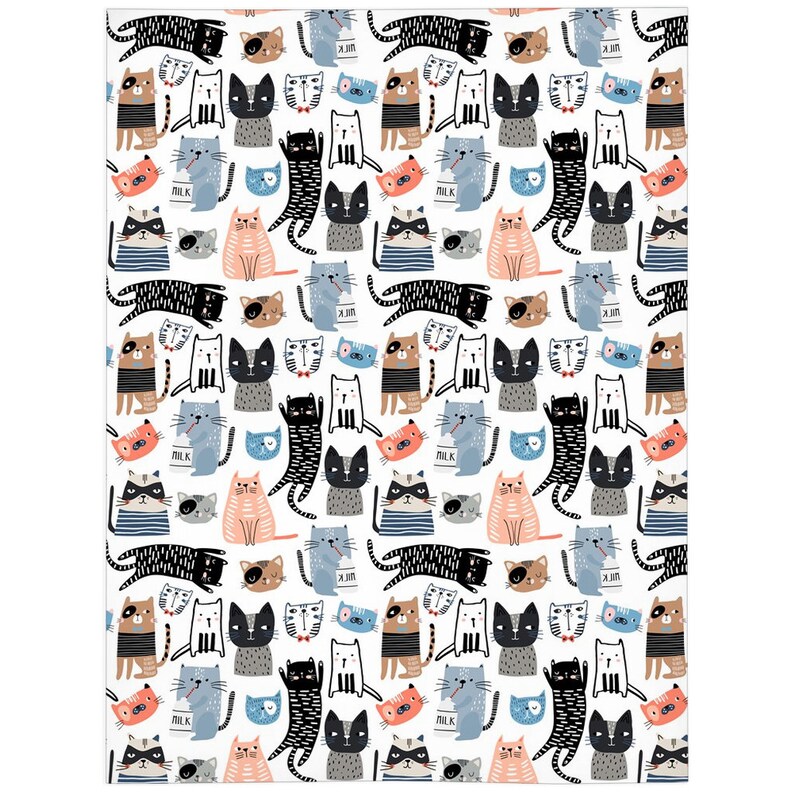Cat Pattern Fleece Blanket Cat Blanket Soft Blanket Etsy
