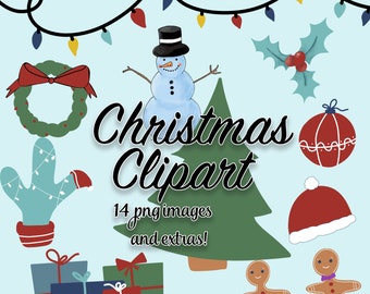 Christmas Hand Drawn Clipart | Christmas PNG Images | Christmas Cactus | Christmas Tags Clipart | Christmas Clip Art | Christmas handrawn