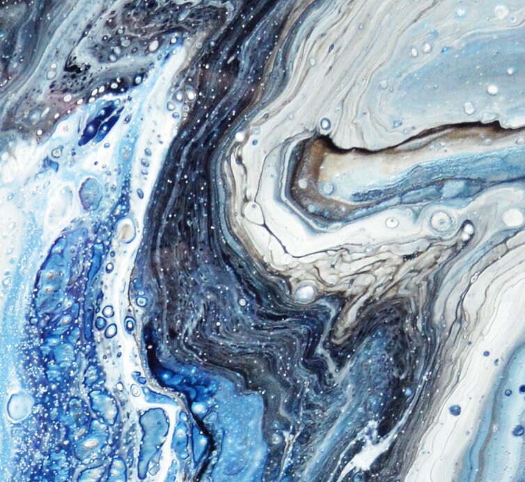 DIGITAL FILE RIPTIDE Blue White Gray Pattern Earth Waves Ocean Acrylic ...