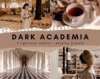 Dark Academia Lightroom mobile presets, brown tones preset, dark & moody aesthetic, Pinterest aesthetic and Instagram influencer presets