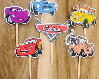 Cars Cupcake Toppers, Birthday Party Cake Decoration