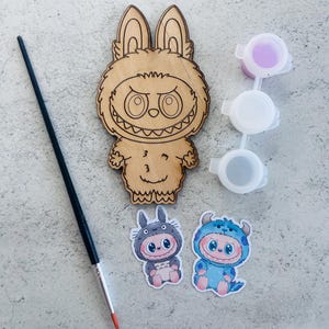 Latutu party favor / Labubu inspired craft / cute monster party / paint your own Latutu / wooden craft party bags filler / Latutu gift