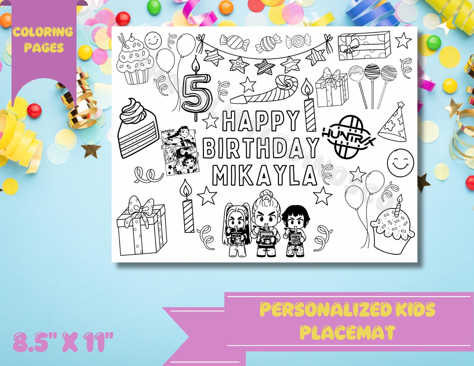 Huntrrex K-pop Demon Hunters Coloring Pages, Huntrex Party Favors, Kpop Coloring ...