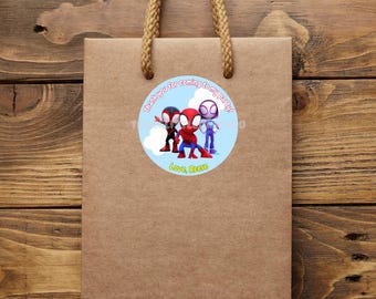 Spider Theme Birthday Sticker, Party favor Sticker, Thank You for Coming Sticker