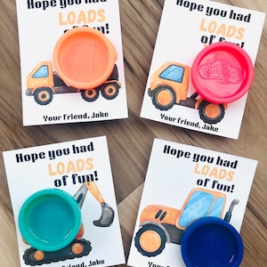 Construction Play doh party favor cards, birthday party favor cards, play-doh party favor, treat bag favor, play dough party favor, trucks