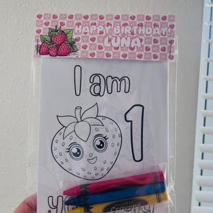 Strawberry Coloring Pages, Strawberry Coloring Pack with Crayons, Straberry Birthday Coloring Pack