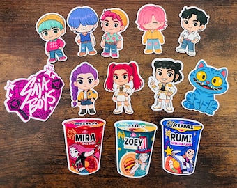 K-Pop Demon Hunters Party Stickers , Huntrix Stickers, K-Pop Huntrix Saja Boys Stickers, single K-pop Demon Hunters Stickers