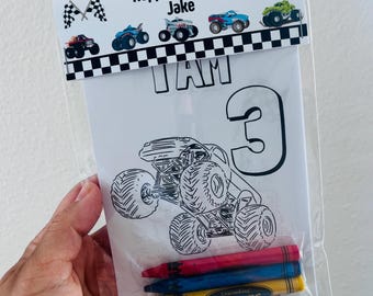Monster Trucks Coloring Party Favors with Crayons Included| Monster Trucks Birthday| Monster Trucks Theme| Monster Trucks Party