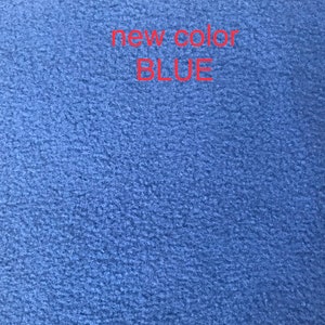 May include: A close-up of a blue fabric with the text "new color BLUE" printed on it.