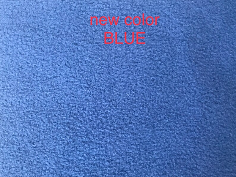 May include: A close-up of a blue fabric with the text "new color BLUE" printed on it.