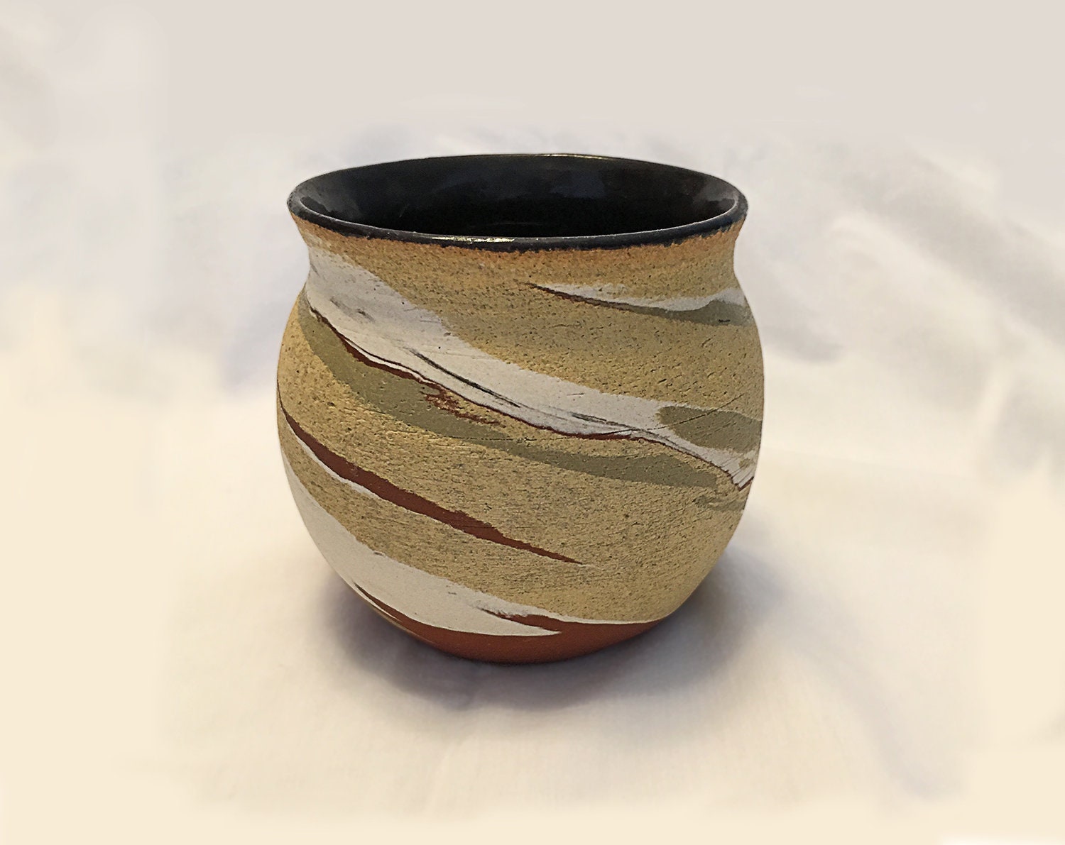 Widemouth handmade ceramic vase with swirls in neutral Etsy