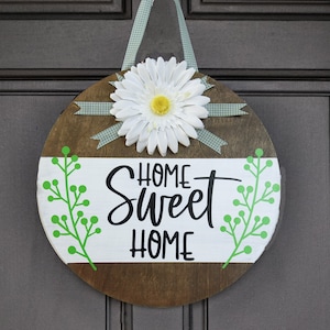 Round Front Door Sign, Home Sweet Home Door Hanger, Wall Decoration