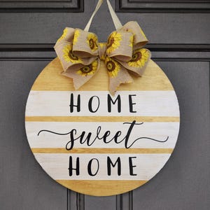 Round Front Door Sign, Home Sweet Home Door Hanger, Wall Decoration