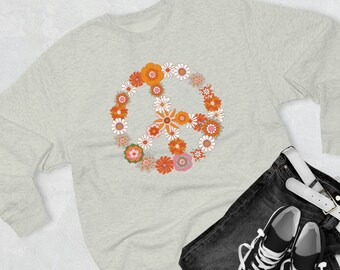 Floral Peace Sign Crewneck Sweatshirt