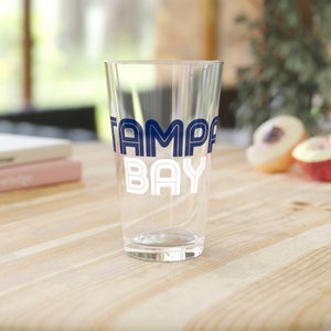 Tampa Bay Lightning Hockey Retro Bolts Inspired Pint Glass, 16oz