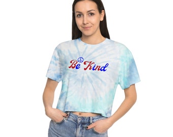 Women's Tie-Dye Crop Top Be Kind Grateful Hippie Deadhead Shirt