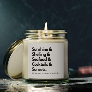 Anna Maria Island Candle - Beach Scents or Unscented - Coastal Inspired - Sunshine, Shelling, Seafood & Cocktails - Coconut Apricot Wax