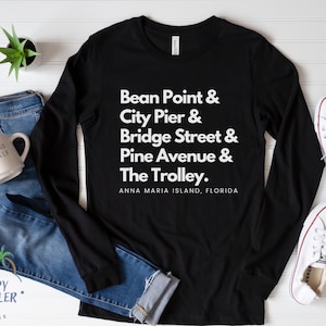 Hurrikan Relief Anna Maria Island Florida Weiches Leichtgewicht Bella + Canvas Tee Bean Point, City Pier, Bridge Street, Pine Allee, Trolley